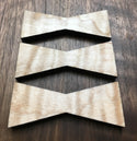 1112M-TM (3) Medium Tiger Maple Bow Tie Inlays