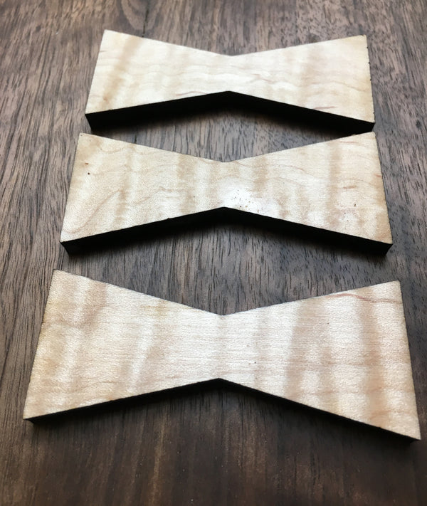 1112S-TM (3) Small Tiger Maple Bow Tie Inlays