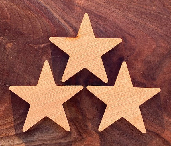 1/4" 5 Point Star Cherry Wood Inlays (3 Pack) offered by Slab Stitcher