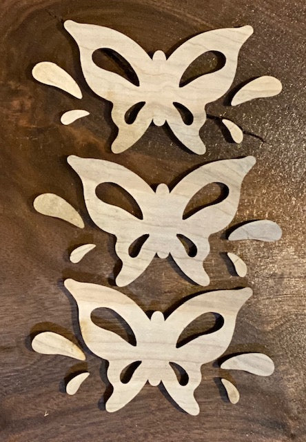3 Maple Inset Two-Tone Wooden Butterfly Inlays by Slab Stitcher