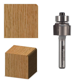 A router bit for wood-working router base with a 1/16" radius round over bit