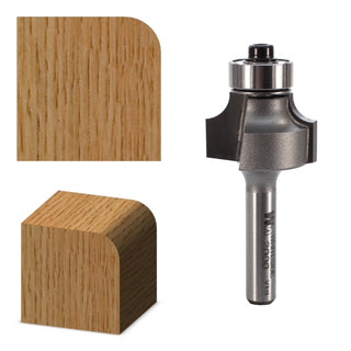 A router bit for wood-working router base with a 3/16" radius round over bit