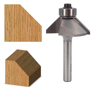 A router bit with a 1/4" radius